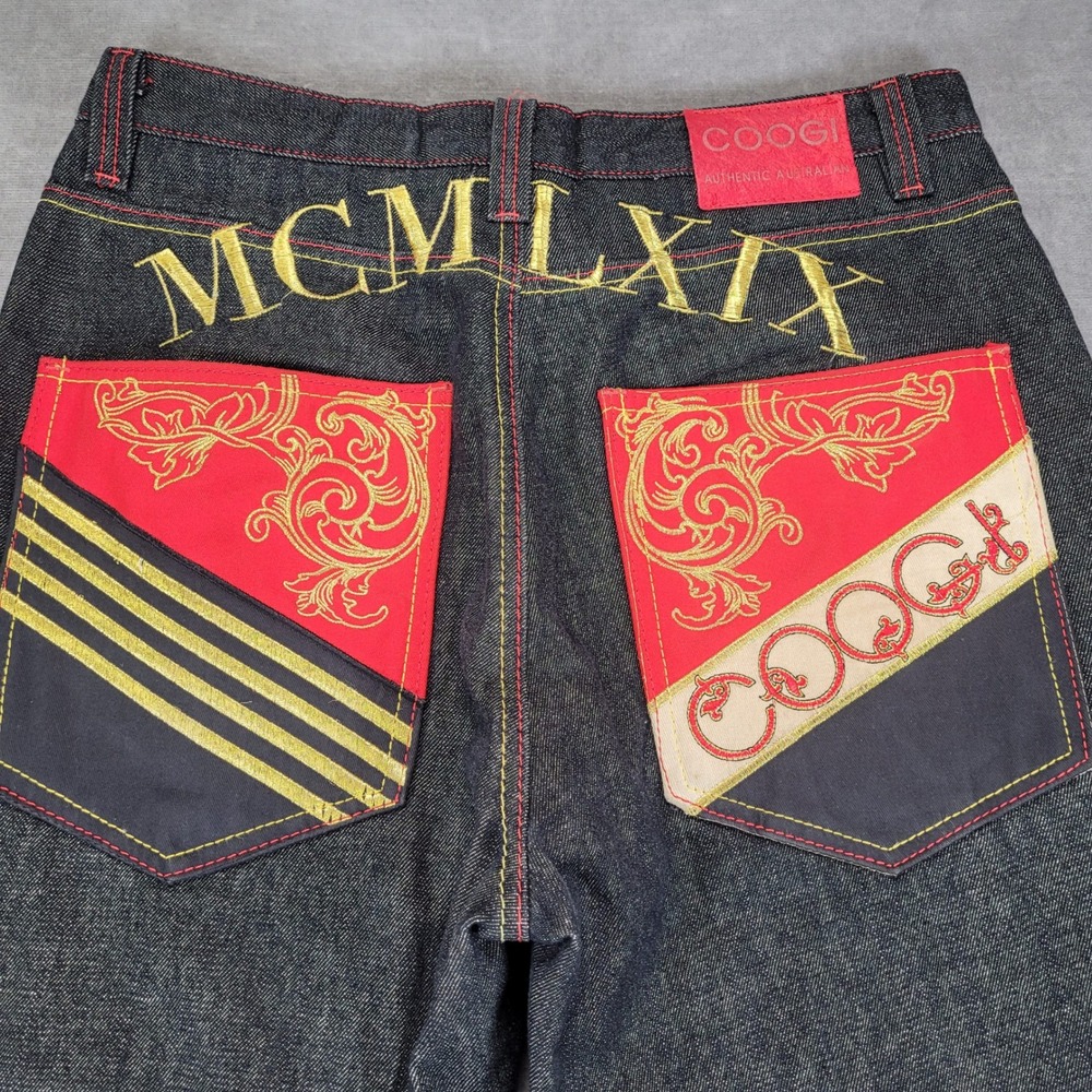 Vintage COOGI Jeans Y2K Baggy Kings of Color Embroidered Spell‎ Out 34x29